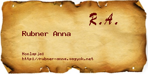 Rubner Anna névjegykártya